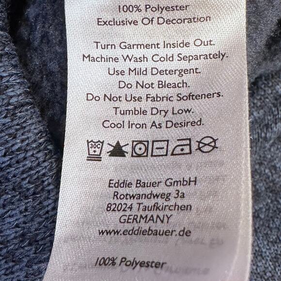 Eddie Bauer xl Men Sweatshirt pullover 1/4 snap mock neck fleece navy blue layer - Picture 7 of 8